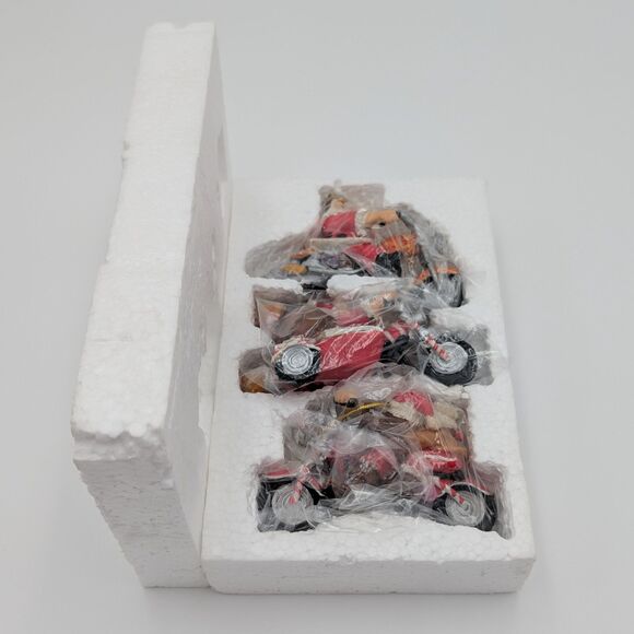 Motorcycle Santa Christmas Ornaments Set of 3 Hanging Resin Mr & Mrs Claus Biker - Picture 10 of 10